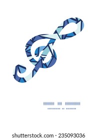 Vector abstract ice chrystals g_clef musical silhouette pattern frame