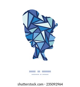 Vector abstract ice chrystals girl portrait silhouette pattern frame