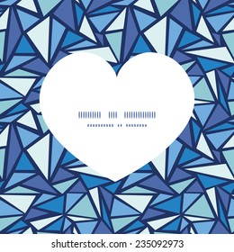 Vector abstract ice chrystals heart silhouette pattern frame