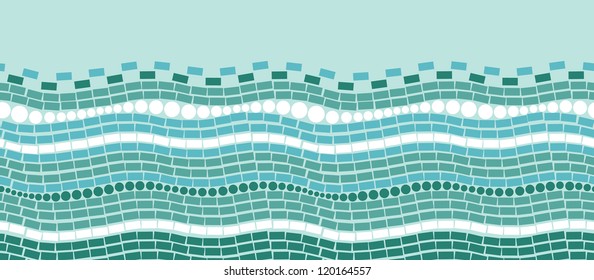 Vector Abstract ice chrystals texture horizontal seamless ornament pattern background with many blue triangular shapes