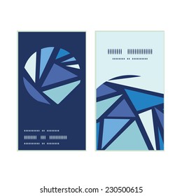 Vector abstract ice chrystals vertical round frame pattern business cards set