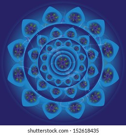Vector Abstract Ice Cold Blue Spiral Mandala