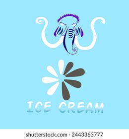 helado abstracto del vector con una imagen de los mamuts como un logotipo