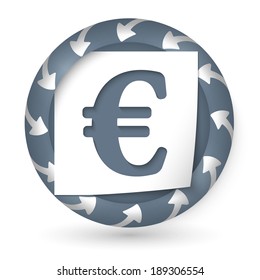 vector abstract icon with arrows and euro sign