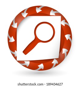 vector abstract icon with arrows and magnifier