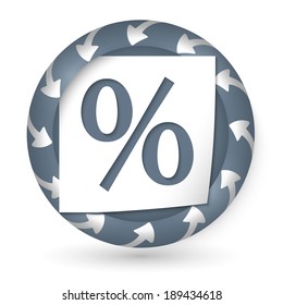 vector abstract icon with arrows and percent sign