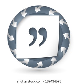 vector abstract icon with arrows and quotation mark