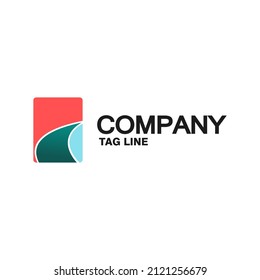 Vector abstract icon. Company identity. Design elements. Pink and blue square shape