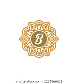 Abstraktes Vektorsymbol, Letter B luxuriöse Logo-Vorlage, organisches natürliches Motiv, Vektorgrafik