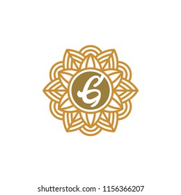 Vector abstract icon, Letter G luxury logo template, organic natural motif vector illustration