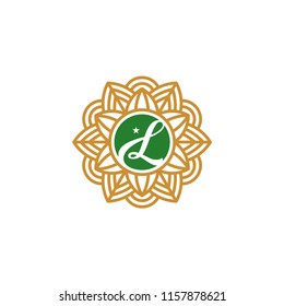 Vector abstract icon, Letter L luxury logo template, organic natural motif vector illustration	
