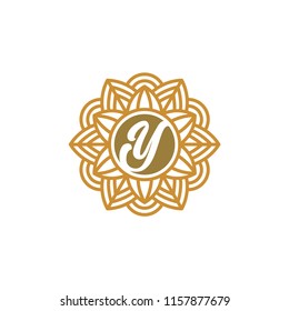 Vector abstract icon, Letter Y luxury logo template, organic natural motif vector illustration