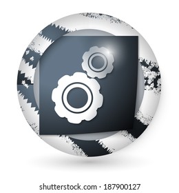 vector abstract icon with paper and cogwheels