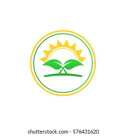 Vector abstract icon. Sun and plant logo.