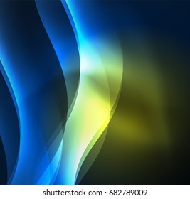 Vector abstract illuminated neon waves