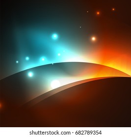 Vector abstract illuminated neon waves