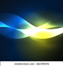 Olas de neón iluminadas abstractas vectoriales