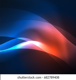 Vector abstract illuminated neon waves