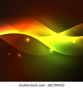 Vector abstract illuminated neon waves