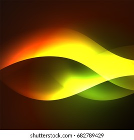 Ondas de néon iluminadas abstratas vetoriais