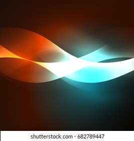 Vector abstract illuminated neon waves