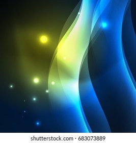 Vector abstract illuminated neon waves