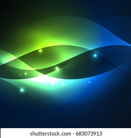Vector abstract illuminated neon waves