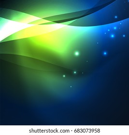 Vector abstract illuminated neon waves