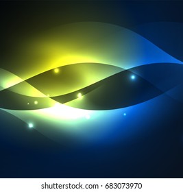 Vector abstract illuminated neon waves