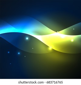 Vector abstract illuminated neon waves