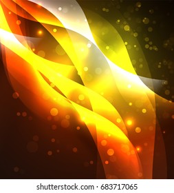 Vector abstract illuminated neon waves