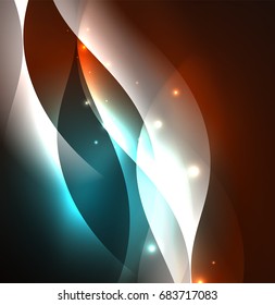 Vector abstract illuminated neon waves