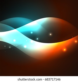 Vector abstract illuminated neon waves