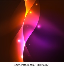 Vector abstract illuminated neon waves