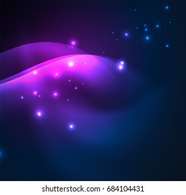 Vector abstract illuminated neon waves