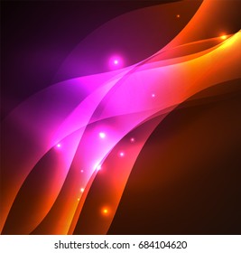 Vector abstract illuminated neon waves