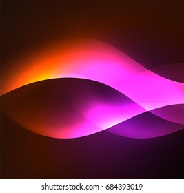Vector abstract illuminated neon waves