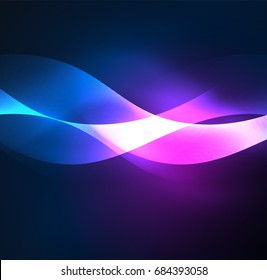 Vector abstract illuminated neon waves