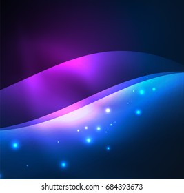 Vector abstract illuminated neon waves