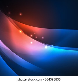 Vector abstract illuminated neon waves