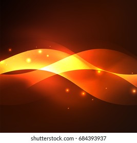 Vector abstract illuminated neon waves