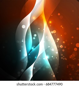 Vector abstract illuminated neon waves