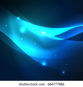 Olas de neón iluminadas abstractas vectoriales