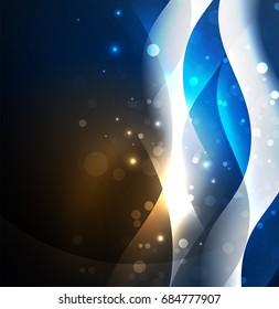 Vector abstract illuminated neon waves