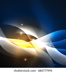 Vector abstract illuminated neon waves