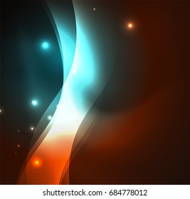 Vector abstract illuminated neon waves