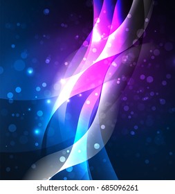 Vector abstract illuminated neon waves