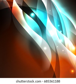 Vector abstract illuminated neon waves
