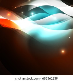 Vector abstract illuminated neon waves