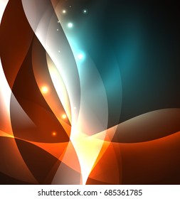 Vector abstract illuminated neon waves